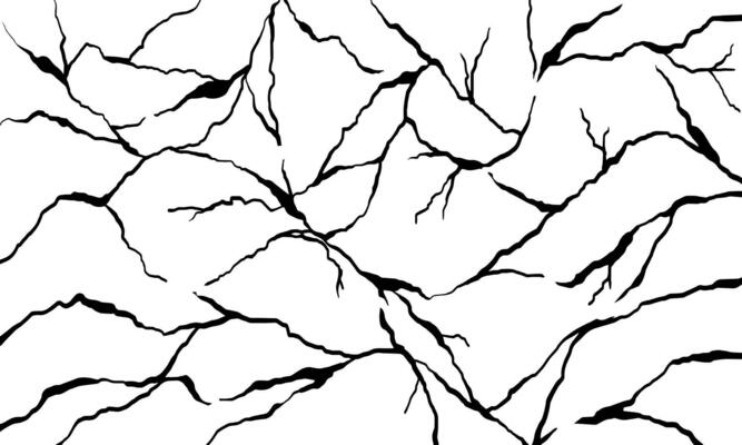Hand drawn cracked wall, ground, glass, egg. doodle break set. vector illustration