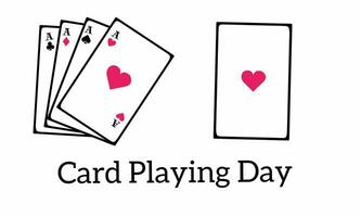 Vector graphic of card playing day for card playing day celebration. flat design. Line art design. flyer design. flat illustration. Banner design.  December .