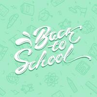 Back to school vector concept design. Back to school text in paper with color pencil, doodle art, clip art, painting and clock elements for educational learning decoration. Vector illustration.