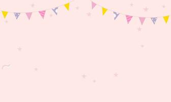 pink color birthday background for kids special day, confetti and sparkles vector