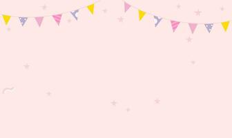 pink color birthday background for kids special day, confetti and sparkles vector