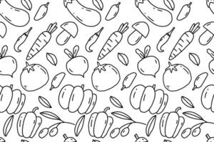 Vegetables pattern hand drawn background vector