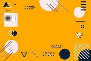 Memphis background, flat geometric shape design vector