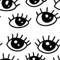 Simple black and white seamless pattern with hand drawn eyes vector