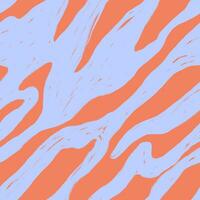 Wavy seamless pattern. Abstract hand drawn pencil scribbles. Blue and coral texture vector