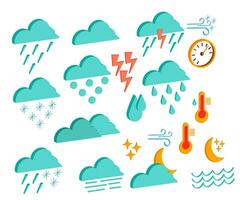 weather forecast isometric icons set vector