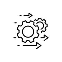 eps10 vector illustration of a process management line art icon, optimization operation, fix strategy industry, transmission gear wheel, web outline symbol or logo isolated on white background.