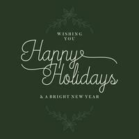 Happy Holidays lettering with floral frame design. Vector illustration