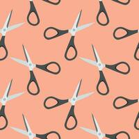 Scissors seamless pattern vector illustration. Barber shop or tailor theme in vintage colors. Seamless pattern with hairdressing scissors. Sewing background and cloth design.