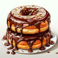 Chocolate donut with sugar threads and topping - AI generated image photo