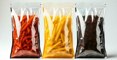 Zip packaging, standard for packaging goods, preserving the freshness of products - AI generated image photo