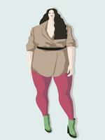 Plus Size Woman Street Style Fashion vector