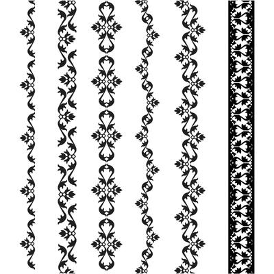 Black and white geometric design borders on a white background