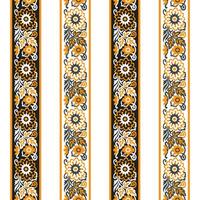 A vibrant striped borders fabric with floral patterns vector