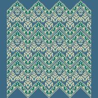 A blue and white modern ikat pattern on a blue background vector