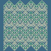 A blue and white modern ikat pattern on a blue background vector