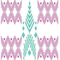 A colorful cross stitch pattern in shades of pink and green vector