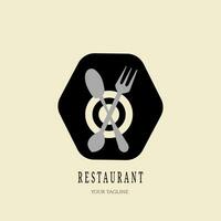 restaurante logo con cuchara y tenedor icono, moderno concepto vector
