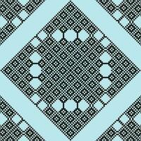 A black and white geometric symmetrical pattern on a blue background vector