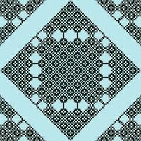 A black and white geometric symmetrical pattern on a blue background vector