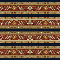 A vibrant striped border with a beautiful floral pattern vector