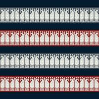 A vibrant red and white striped fabric border with an intricate pattern vector