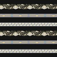 A black and white striped pattern with gold accents vector