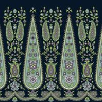 A vibrant paisley design on a dark background, repeated seamless border, pattern vector