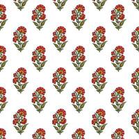 A pattern of red flowers on a white background vector