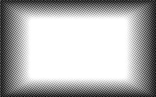 Horizontal square frame gradient halftone dotted background. Dots texture banner template. Texture overlay grunge distress linear. Black and white duotone faded effect layout. Vector illustration