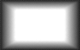 Horizontal square frame gradient halftone dotted background. Dots texture banner template. Texture overlay grunge distress linear. Black and white duotone faded effect layout. Vector illustration