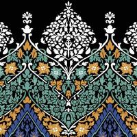 A vibrant floral idian mughal inspired border pattern on a black background vector