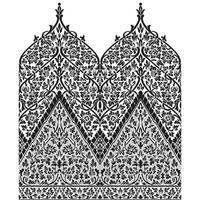 An intricate black and white drawing with detailed patterns and designs vector