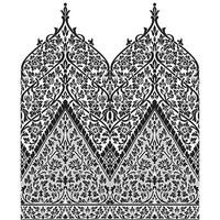 An intricate black and white drawing with detailed patterns and designs vector