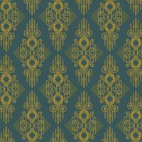 A blue background with intricate gold retro pattern designs vector