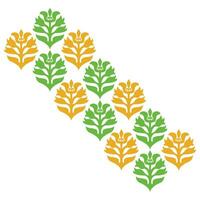 A row of green and orange pattern leaves on a white background vector