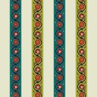 A colorful striped borders with floral and vine patterns vector
