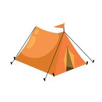 Tourist tent. House and triangular shelter in camp. Concept of summer adventure, tourism, recreation and vacations in nature. Flat cartoon illustration isolated on white background vector