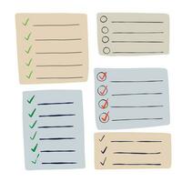 Handdrawn Organic Checklist. Checkmark planner form. Doodle questionnaire report. Notepad test page sheet. Empty interview schedule task. vector