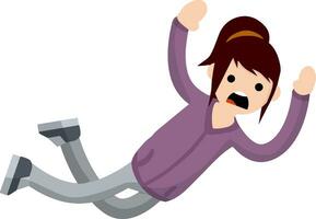 horror and fear of heights - phobia Acrophobia. Cartoon flat illustration. Drop young girl vector