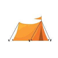 Tourist tent. House and triangular shelter in camp. Concept of summer adventure, tourism, recreation and vacations in nature. Flat cartoon illustration isolated on white background vector