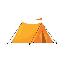 Tourist tent. House and triangular shelter in camp. Concept of summer adventure, tourism, recreation and vacations in nature. Flat cartoon illustration isolated on white background vector