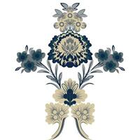 A cross adorned with flowers vector