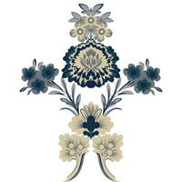 A cross adorned with flowers vector