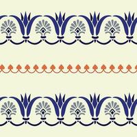 A blue and white seamless border patterns with orange accents vector