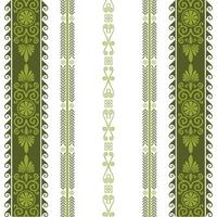A green and white striped borders with unique designs vector