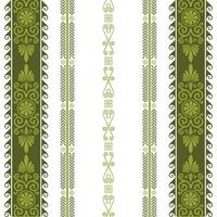 A green and white striped borders with unique designs vector