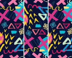 A series of geometric shaped in colorful abstract designs vector