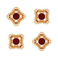 A set of four orange and red abstract designs on a white background vector