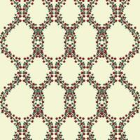 A vibrant red and green vines jaal floral pattern on a clean creme background vector
